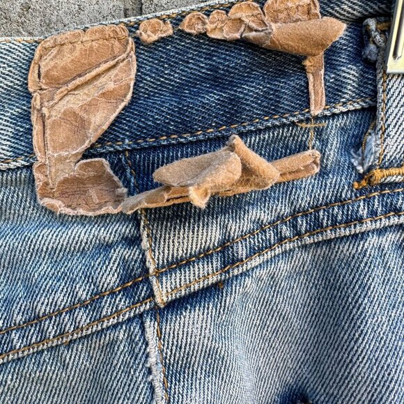 Freego Vintage 80s Womens High-Waisted Pleated Light Blue Worn Denim Jeans 28x31 - Picture 7 of 11